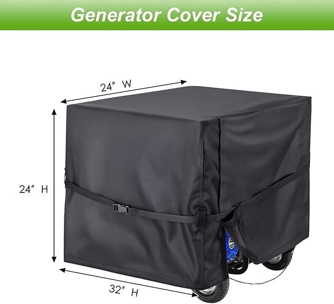 DVBB Outdoor Generator Covers Waterproof Heavy Duty 900D Oxford Portable Generator Cover Universal for 5000-10000 Watt Portable Generators (Black32x24x24 in)