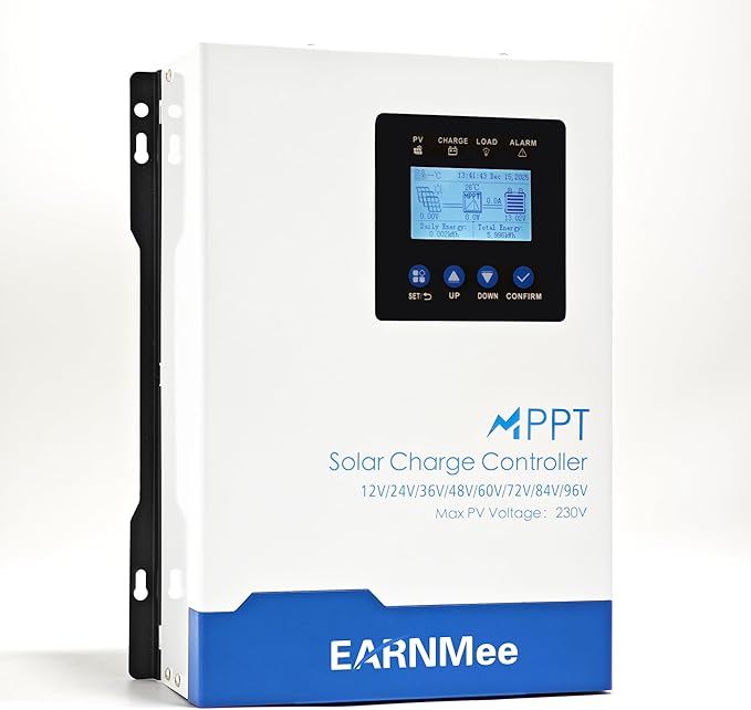 120A MPPT Solar Charge Controller 12-96V Auto-Detect Max 230V VOC 11520W PV Input LiFePO4/Li-ion/Lead-Acid Full-Power MPPT for RV Off-Grid Marine Home Backup