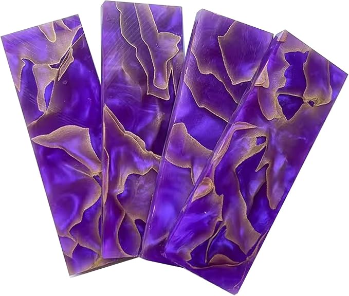Purple Marble Textured Knife Handle Blank Material DIY Composite Material Patch 8mm Thick(4pcs)