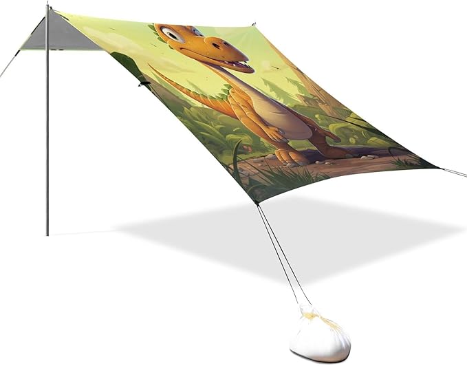 ALAZA Cute Cartoon Dinosaur Beach Tent Sun Shelter Portable Canopy Sunshade for Outdoor Camping Picnics Backyard Fun 10x9 ft
