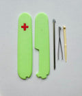Replacement Covers For Victorinox Scales Plus 91mm Plastic Handles With Toothpick Tweezers And Ballpoint Pen Glowing Cross (Glowing Green)