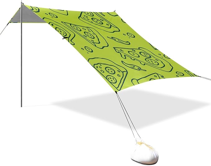 ALAZA Pizza Line Pattern Beach Tent Sun Shelter Portable Canopy Sunshade for Outdoor Camping Picnics Backyard Fun 10x9 ft