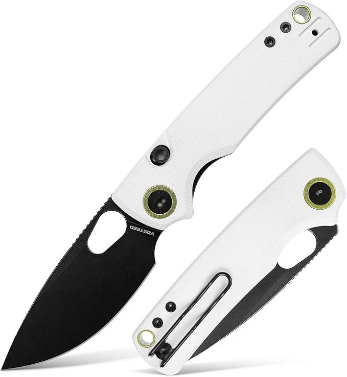 Vosteed Porcupine EDC Knife Folding Pocket knife for Men &amp Women 2.99 Inch 14C28N Steel Wider Blade Thumb hole G10 Handle Top Liner Lock Knives for Camping Outdoor - A2606