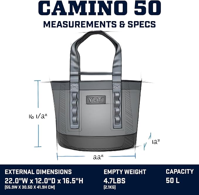 YETI Camino 50 Carryall with Internal Dividers All-Purpose Utility Boat and Beach Tote Bag Durable Waterproof