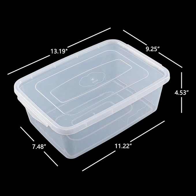 4 Packs 6.5 Quart Clear Storage Bin Plastic Latching Storage Bin Box with Lid