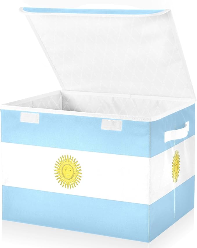 Argentina Flag Argentinian National Light Blue Storage Boxes with Lids Collapsible Clothes Organizer Extra Large Storage