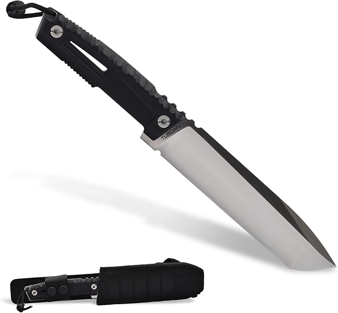 Extrema Ratio - Tuscan (Black) Fixed Blade Knife Bohler N690 steel blade 3.5 mm thick hardened to 58 HRC satin finish blade aluminum handle made in Italy