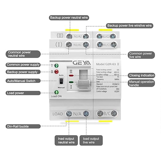 Mini ATS Automatic Transfer Switch Dual Power Switch Uninterrupted Power Din Rail Type(4Pole 25A AC220V)
