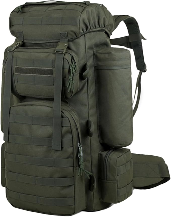 70L Military Tactical Backpack Waterproof Hiking Rucksack 3 Day Bug Out Bag Outdoor Camping Pack Army Green