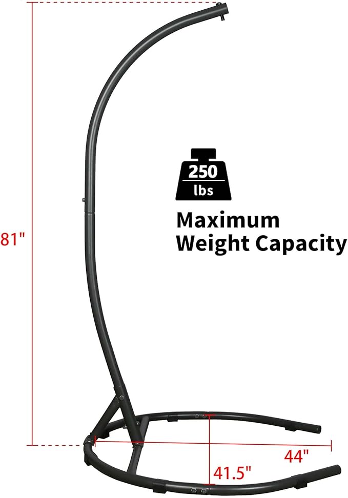 Ulax furniture Hammock Chair Stand Egg Chair Stand Hanging Chair Stand Heavy Duty Steel Hammock Stand Weather-Resistant Finish for Indoor or Outdoor Use
