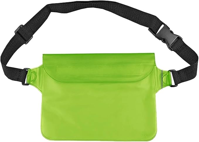 Waterproof Dry Bag Waterproof Swimming Bag Underwater Mobile Phone Bags Ski Drift Diving Shoulder Waist Pack 3 Layer Transparent Dry Protection Bag for SwimmingBoating(Green1)