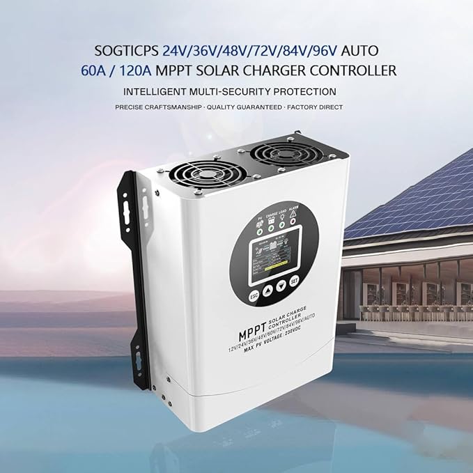 120A MPPT Solar Charge Controller 12V 24V 36V 48V 60V 72V 84V 96V Battery System AutoMax Input 230V PV Solar Panel Regulatorfit for Gel Flooded and Lithium Battery User