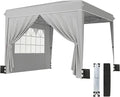 Outsunny 10 x 10 ft Pop Up Canopy Tent with Sidewalls UPF50+ Outdoor Portable Instant Canopy Shelter with Carry Bag Sandbags Adjustable Height for Parties Events Camping Light Gray