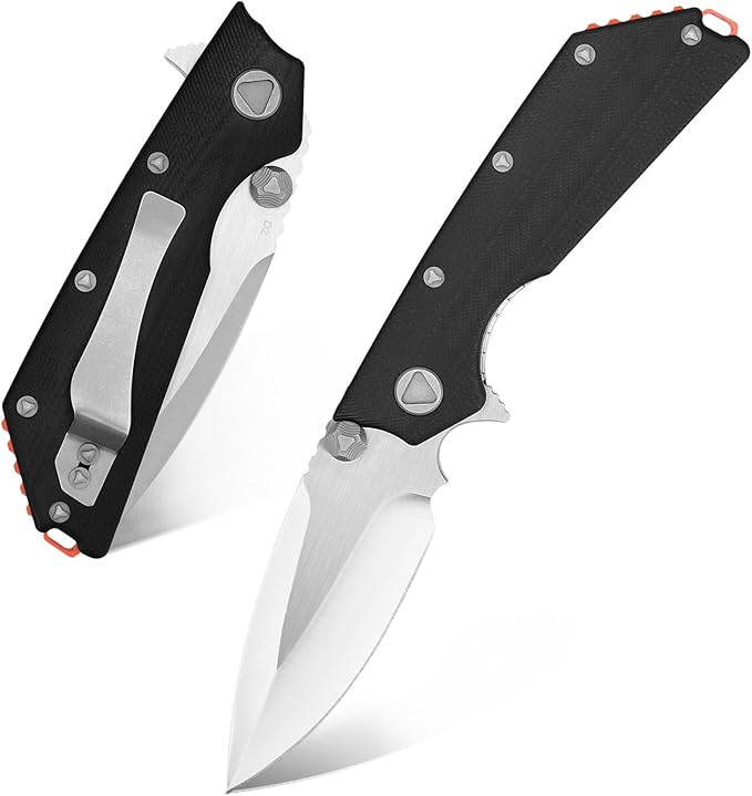 Eafengrow EF335 Folding Knives D2 Blade and G10 Handle5 inch Closed EDC Pocket Folding Knife with Clip (black)
