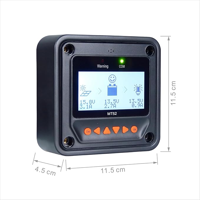MT-52 Remote Meter Only Suitable for EPEVER Brand Tracer-an/BN Series and Triron-N Xtra LS-B VS-BN eTracer iTracer Monitor and Set Parameter of Solar Charge Controller
