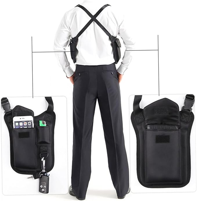 Armpit Bag Nylon Multi-purpose Concealed Underarm Shoulder Pack for Men and Women -theft Design Three Pockets Material for Travel and Daily Use Black