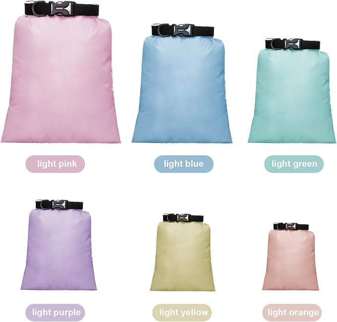 Shappy 6/12 Pcs Waterproof Dry Bags Lightweight Outdoor Waterproof Dry Stuff Sacks 15/8/5/4/3/2 L and Long Adjustable Shoulder Strap for Kayaking Rafting Boating Hiking Camping