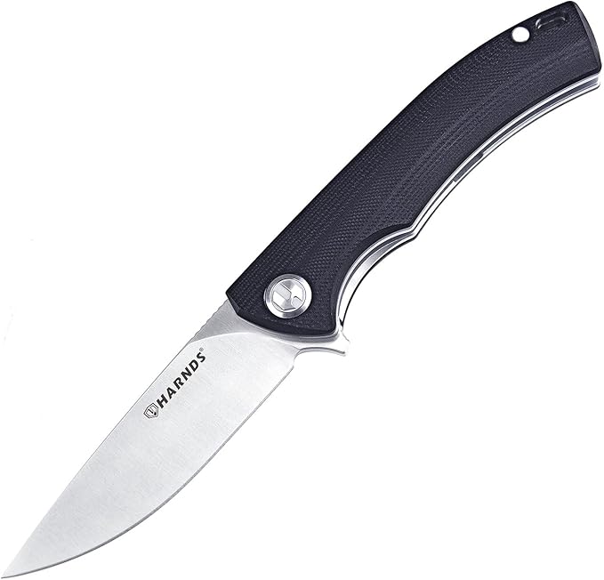 Harnds Talisman CK9168 Pocket Knife with Ball Bearing Pivot System Folding Knife with G10 Handle Pocketclip (black handle)