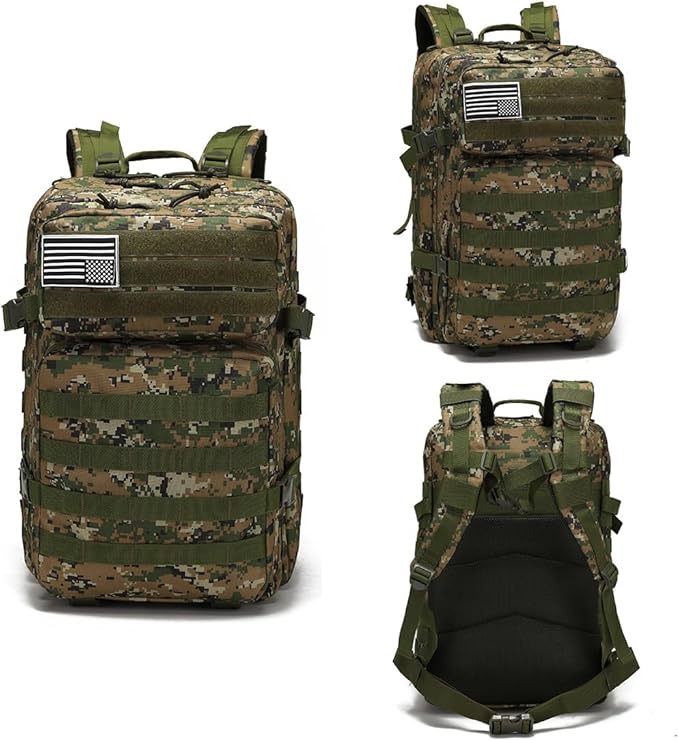 45L Military Tactical Backpacks Molle Army Assault Pack 3 Day Bug Out Bag Hiking Treeking Rucksack (Jungle Digital)