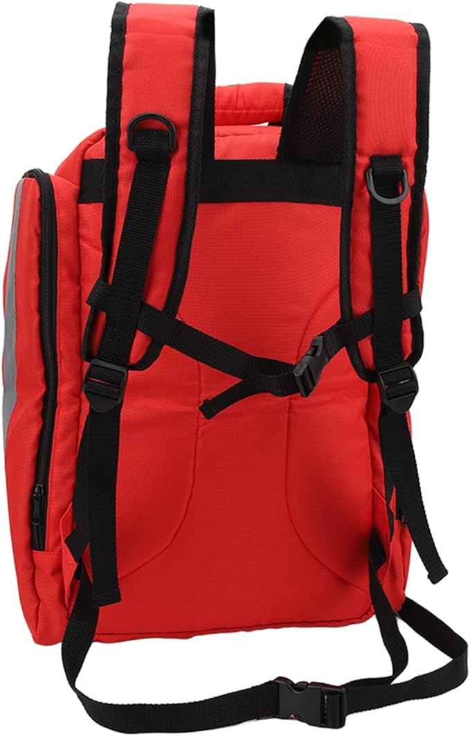 Firefighter Bag Large Capacity Durable Emergency Medical Backpack First Responder Gear for Travel Camping Red 600DPU Oxford Cloth 858g