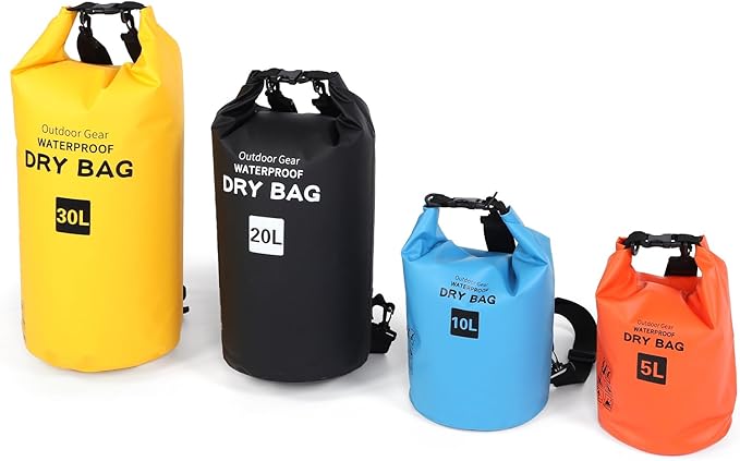 Rainproof Dry Bag Roll Top HighPerformance Floating Dry Sack Versatile Outdoor Activities Backpack 5L 10L 20L 30L for Kayaking Surfing (4 sets in one package)