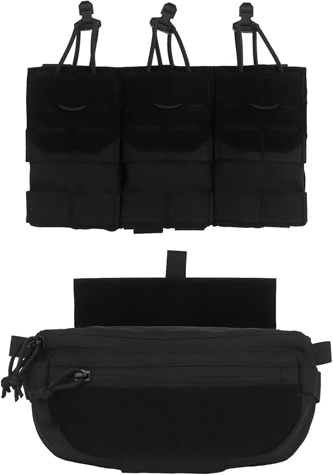 Rugged MOLLE Tactical Pouch Set Detachable Triple-Compartment Mag Bag with Quick-Release Camo Dual-Purpose Belly Pack