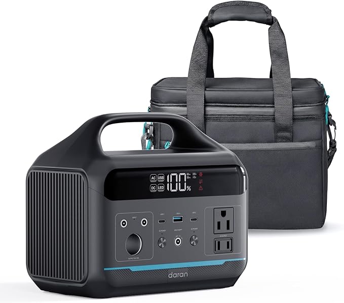 Portable Power Station 192Wh(60000mAh) with Bag 300W (600W surge)Power Bank LiFePO4 Battery Backup Compact Solar Generator 8-Port Design w/2 AC Outlets for HomeRV Hurricane CampingEmergency