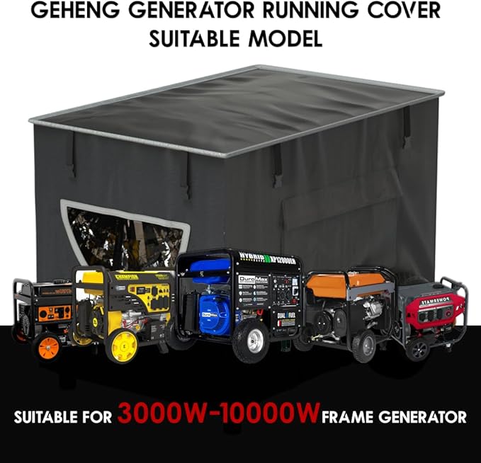 Runtime Generator Cover 100% Waterproof Generator Cover Double Layer Design All Weather Use Extra Heavy Duty 600D Water Resistant Polyester Tarp 32x24x24 Tear-resistant black.