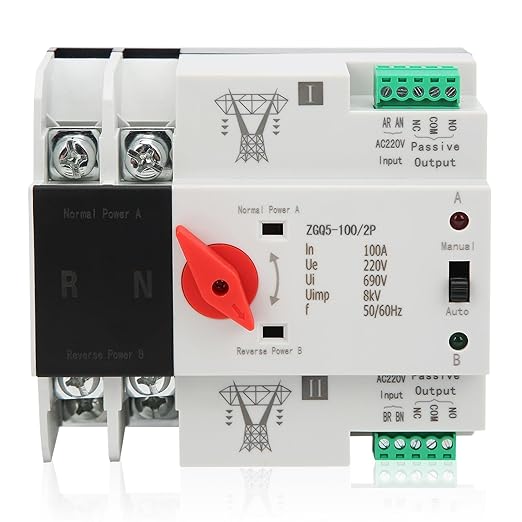 Power Automatic Transfer Switch 100 amp Manual Transfer Switch 2P Automatic Transfer Switch Back up Generator Transfer Switch Home Transfer Switch 220V 100A