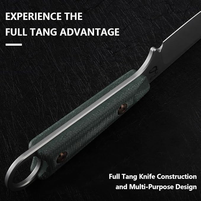 Fixed Blade Knife with Sheath3.22inch 14C28N Steel Blade KnivesEDC Knife Micarta Handle with Full Tang Design Knives for OutdoorGift for Men(Green)
