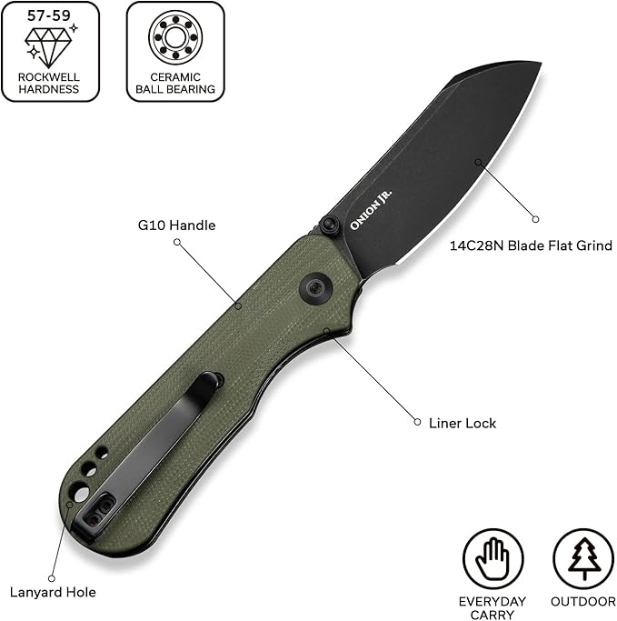CIVIVI Crabby Pocket Knife EDC Folding Knife for Men Women with Swedish 14C28N Blade Contoured G10 Handle Designed by Ken Onion Jr. C24055-1