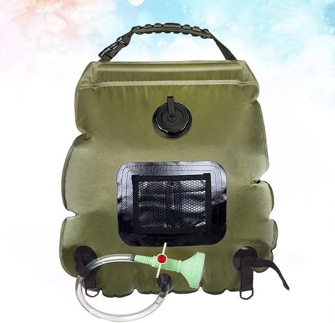 BESPORTBLE Portable Camping Shower Bag Storage Shower Nozzle for Outdoor Activities Hiking Beach and Travel Olive Green Convenient Water Control