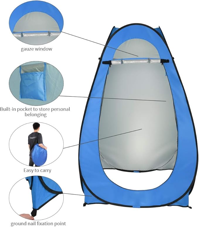 Pop Up Pod Changing Room Privacy Tent – Instant Portable Outdoor Shower Tent Camp Toilet Rain Shelter for Camping &amp Beach – Lightweight &amp Sturdy Easy Set Up Foldable - with Carry Bag-Blue