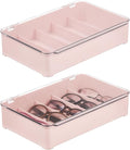 mDesign Plastic Stackable Eyeglass Case Storage Organizer with Hinged Lid for Unisex Sunglasses Reading Glasses Fashion Eye Wear Protective Glasses 5 Sections Ligne Collection 2 Pack Light Pink