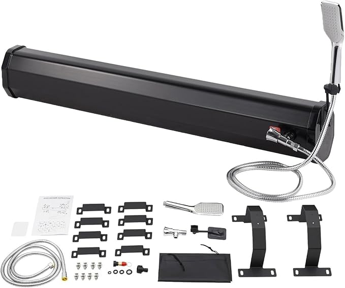 Portable Camping Shower Roof Rack Mount Road Shower18l(4.7gallon)/20l(5.2gallon)/30l(7.9gallon) Off Road Travel Shower with Hose Shower Head Bag Water Tank for VehiclesTrucksSuv20L(5.2gallon)