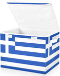 Greece Flag Fabric Decorative Storage Box Cube with Lids and Handle Collapsible Storage Boxes for Home Bedroom Closet Office.