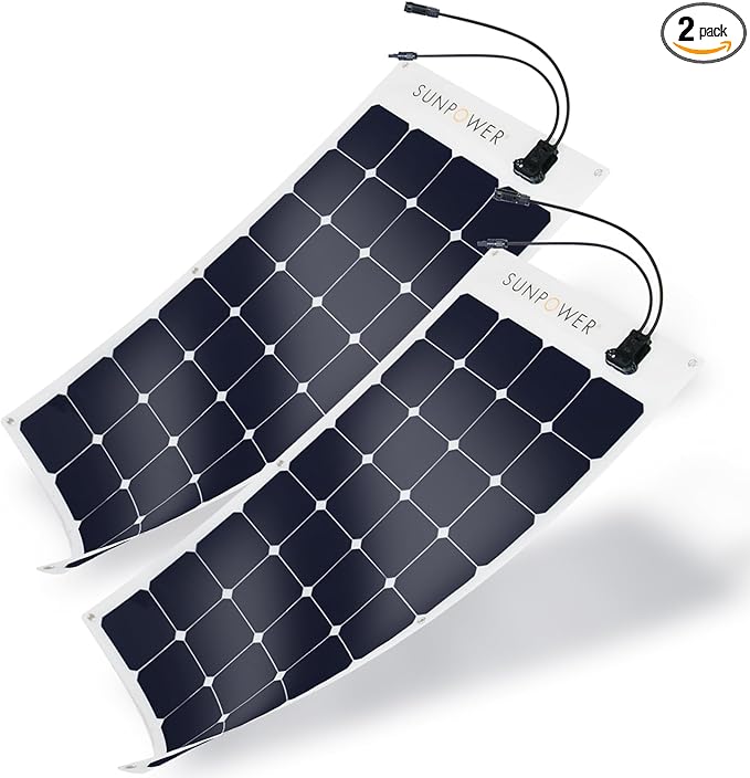 ExpertPower 2 Pieces 100W Flexible Solar Panel| High-Efficiency Module with Monocrystalline Maxeon Solar Cells for RV Boat Camping and Generator Charging Applications