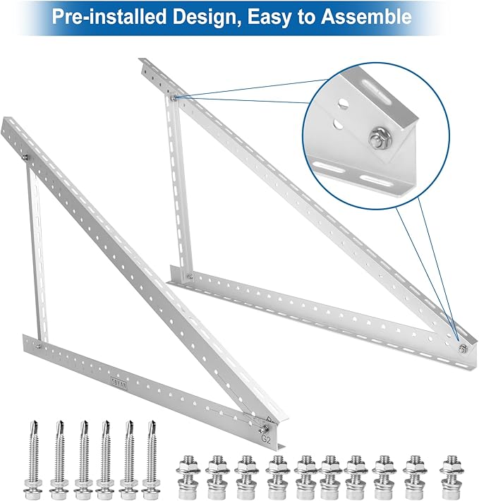 45 Solar Panel Mount Bracket for 100-400 Watts Solar Panel with Enhanced Cross Beams Suitable for Roof RV Ground Boat etc.