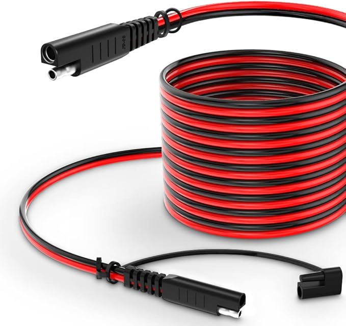 ELECTOP 15ft 10AWG SAE Extension Cable with Quick Connect Disconnect SAE Power Connector for Automotive RV Motorcycle Solar Panel &amp Battery Charging