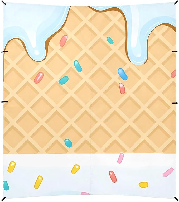 ALAZA Blue Ice Cream Sprinkles Waffle Beach Tent Sun Shelter Portable Canopy Sunshade for Outdoor Camping Picnics Backyard Fun 10x9 ft