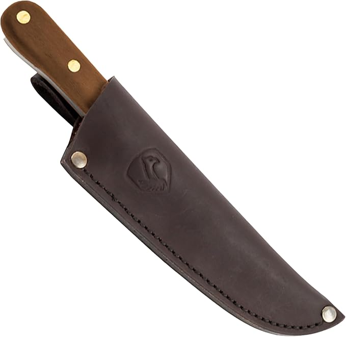 Condor Tool &amp Knife Mini Hudson Bay Fixed Blade Hunting Knife - 1075 High Carbon Steel - Hand Crafted Welted Leather Sheath - 4.9in Blade - 5mm Thick - 9.5oz