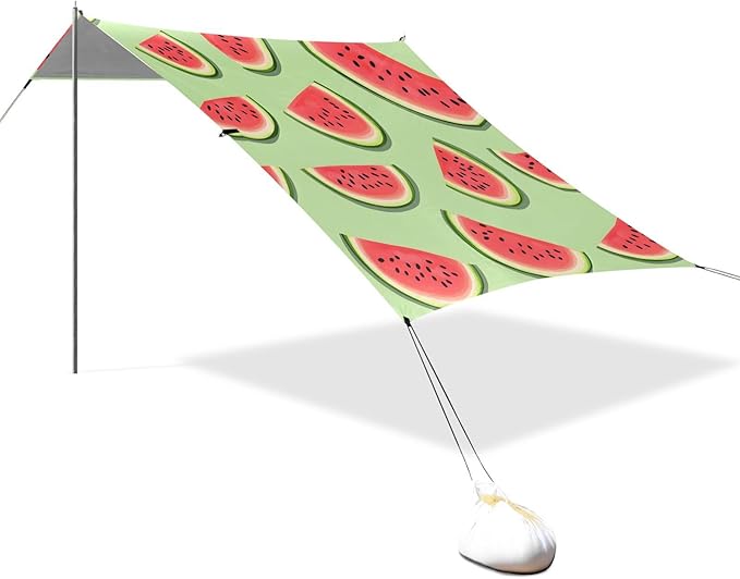 ALAZA Watermelon Cut Pattern Beach Tent Sun Shelter Portable Canopy Sunshade for Outdoor Camping Picnics Backyard Fun 10x9 ft