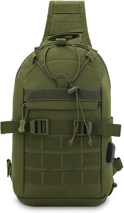 Men's Tactical Sling Bag Crossbody Shoulder Daypack with USB Charging Port for Cycling Travel Hiking