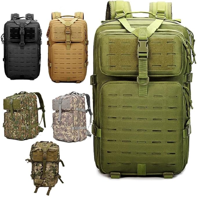 Outdoor Sports Pack Hiking Bag Tactical Rucksack Camo Knapsack Combat Camouflage Tactical Molle Backpack - Black