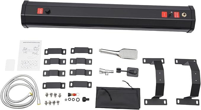Portable Road Shower 7.9 Gallon with 1.6 Bar Pressure Roof Mounted Solar Camping Shower Portable Water Tank for Surfing Roof Rack Mount Road Shower for SUV RV Truck