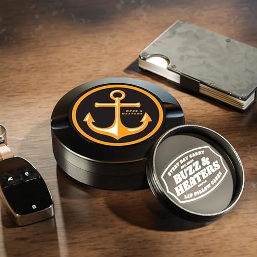 Buzz &amp Heaters Metal Container for Zyn | Metal Holder for Zyn |Metal Can for Zyn | Metal Cases for Zyn Holder | Metal Pouch Cans for Zyn | Offshore Gold Anchor