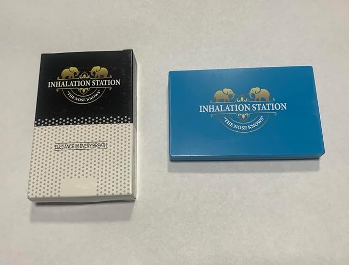 Inhalation Station Turquoise Blue 7 Slot Snuff Storage Box w/Built in Slim 3 Metal Straw Portable Travel Case