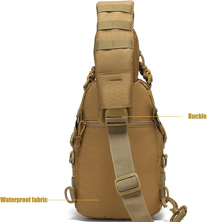 Shoulder Sling Bag Chest Pack Camping Waterproof Sports MOLLE System Sling Bags for Hiking Climbing Cycling Fishing(Black)