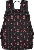 Travel Laptop Backpack Business Breast cancer awareness ribbons black College Computer Bag Gift for Men &amp Women