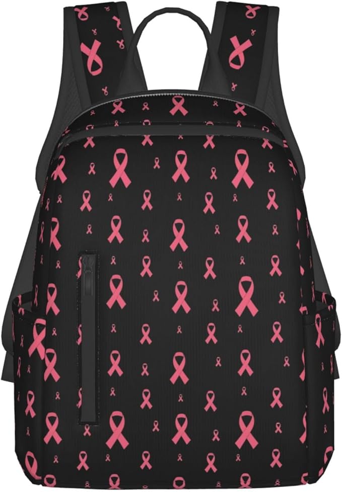 Travel Laptop Backpack Business Breast cancer awareness ribbons black College Computer Bag Gift for Men &amp Women